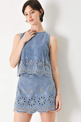 FLORAL LOVE DENIM TOP - Flying Tomato - Flyclothing LLC