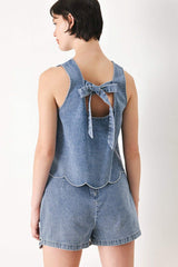 FLORAL LOVE DENIM TOP - Flying Tomato - Flyclothing LLC