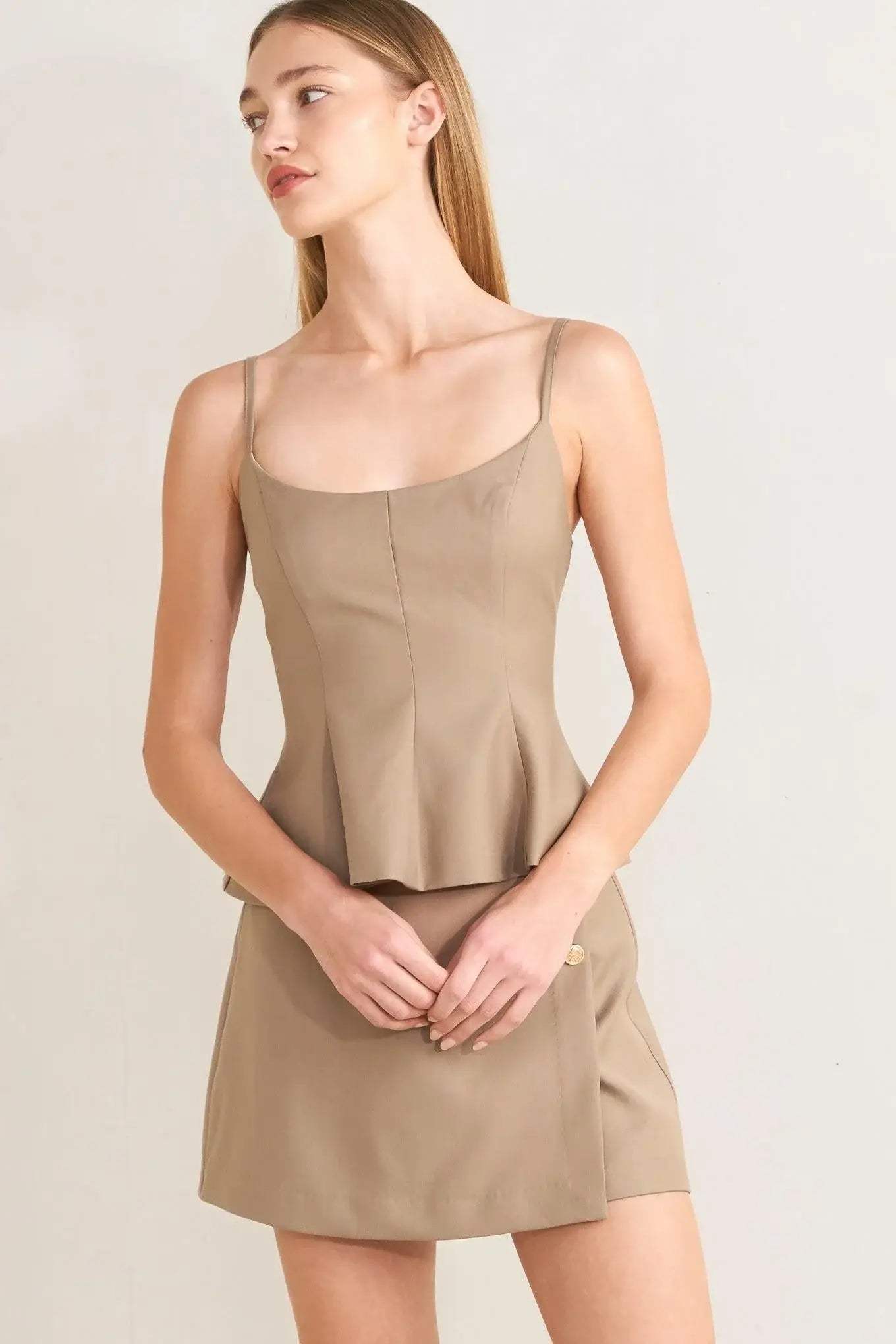 MANHATTAN PEPLUM WOVEN CAMI TOP - Flying Tomato - Flyclothing LLC