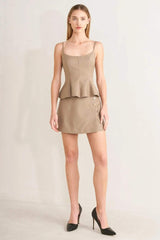 MANHATTAN PEPLUM WOVEN CAMI TOP - Flying Tomato - Flyclothing LLC