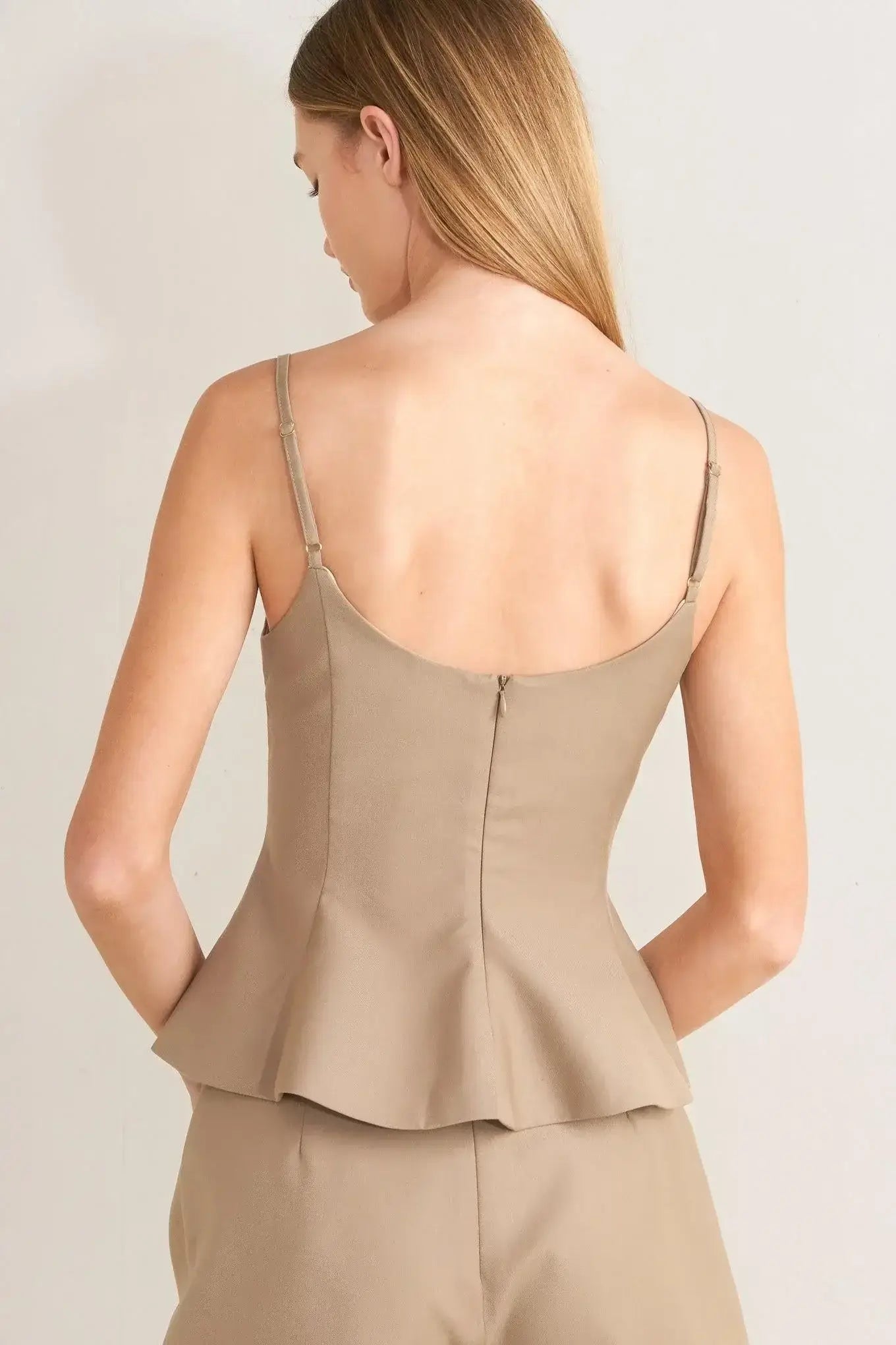 MANHATTAN PEPLUM WOVEN CAMI TOP - Flying Tomato - Flyclothing LLC