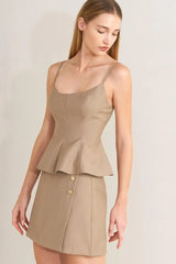 MANHATTAN PEPLUM WOVEN CAMI TOP - Flying Tomato - Flyclothing LLC
