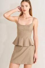 MANHATTAN PEPLUM WOVEN CAMI TOP - Flying Tomato - Flyclothing LLC