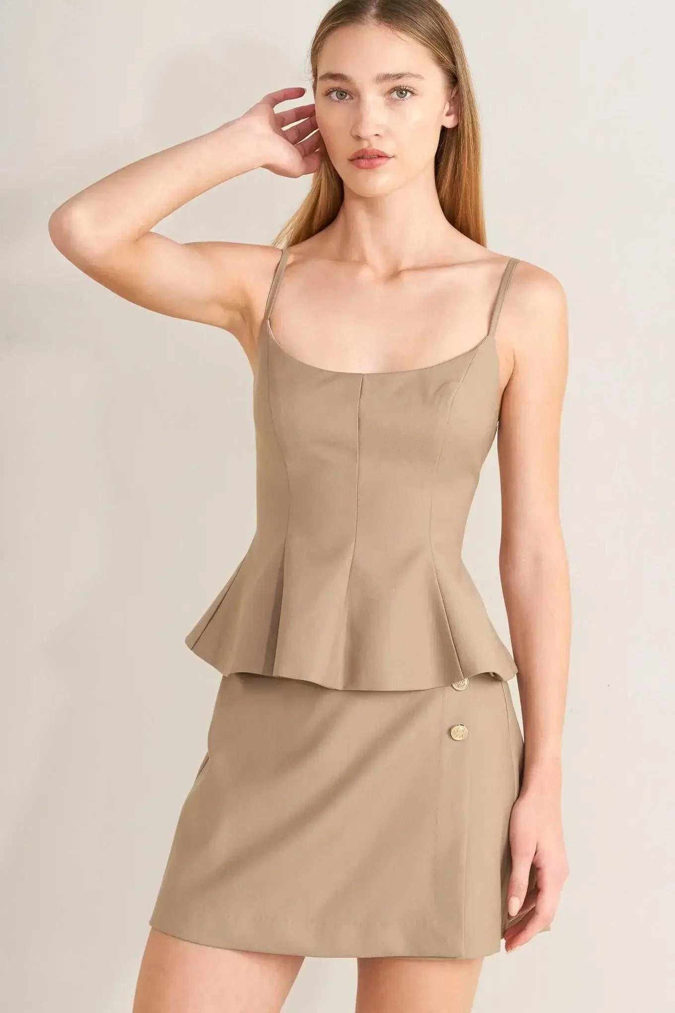 MANHATTAN PEPLUM WOVEN CAMI TOP - Flying Tomato - Flyclothing LLC