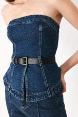 SKYLINE FLARE DENIM TUBE TOP - Flying Tomato - Flyclothing LLC
