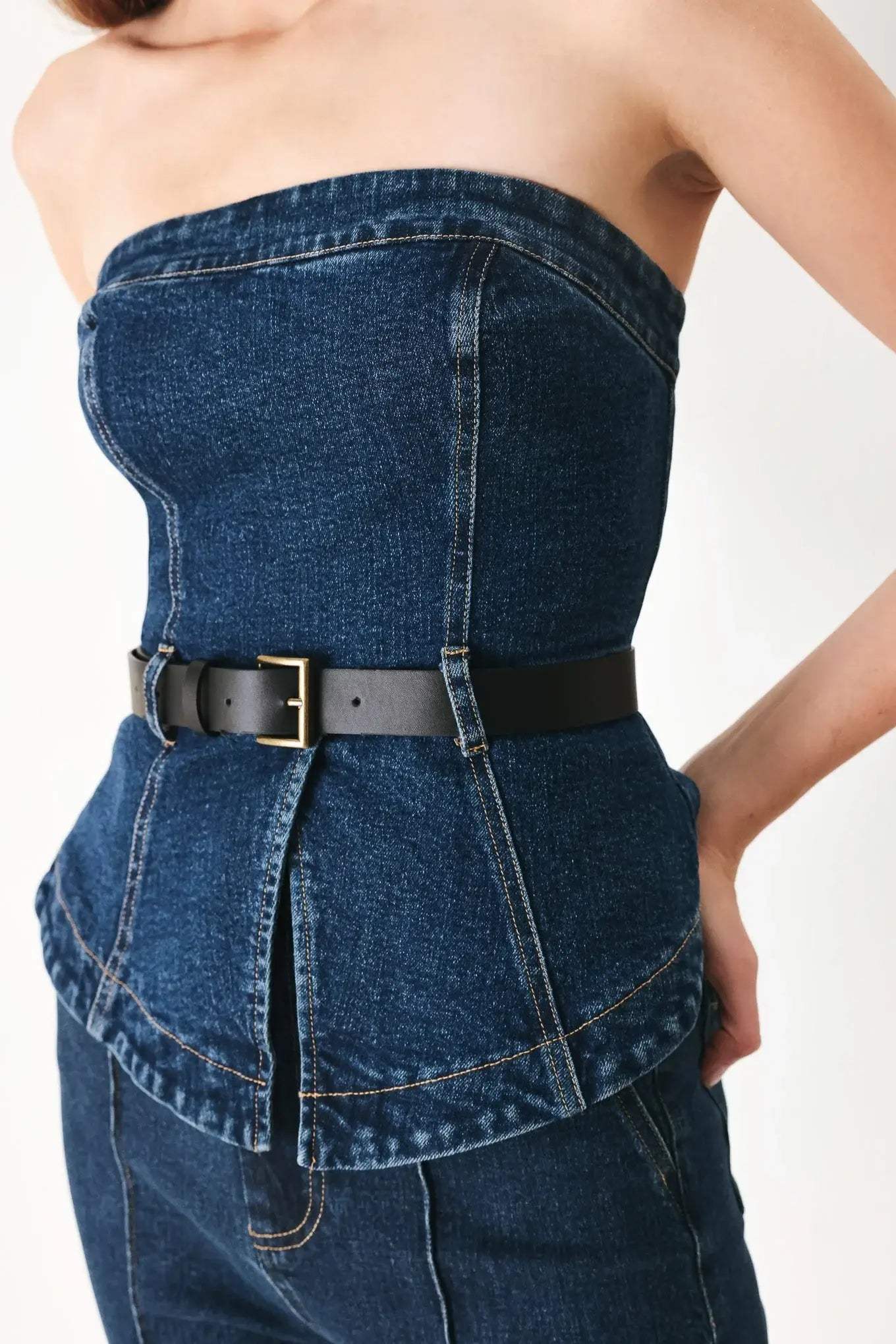 SKYLINE FLARE DENIM TUBE TOP - Flying Tomato - Flyclothing LLC