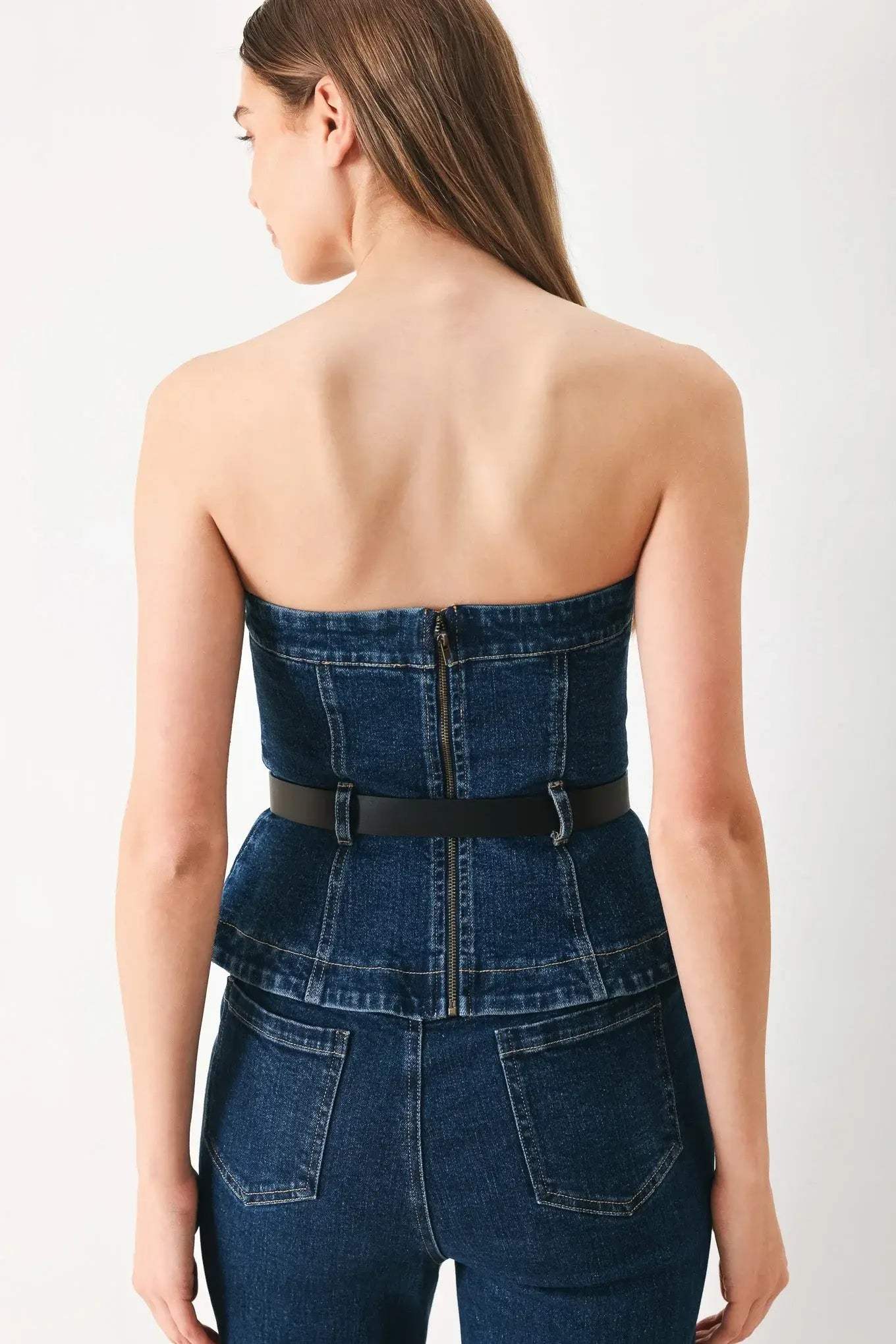 SKYLINE FLARE DENIM TUBE TOP - Flying Tomato - Flyclothing LLC
