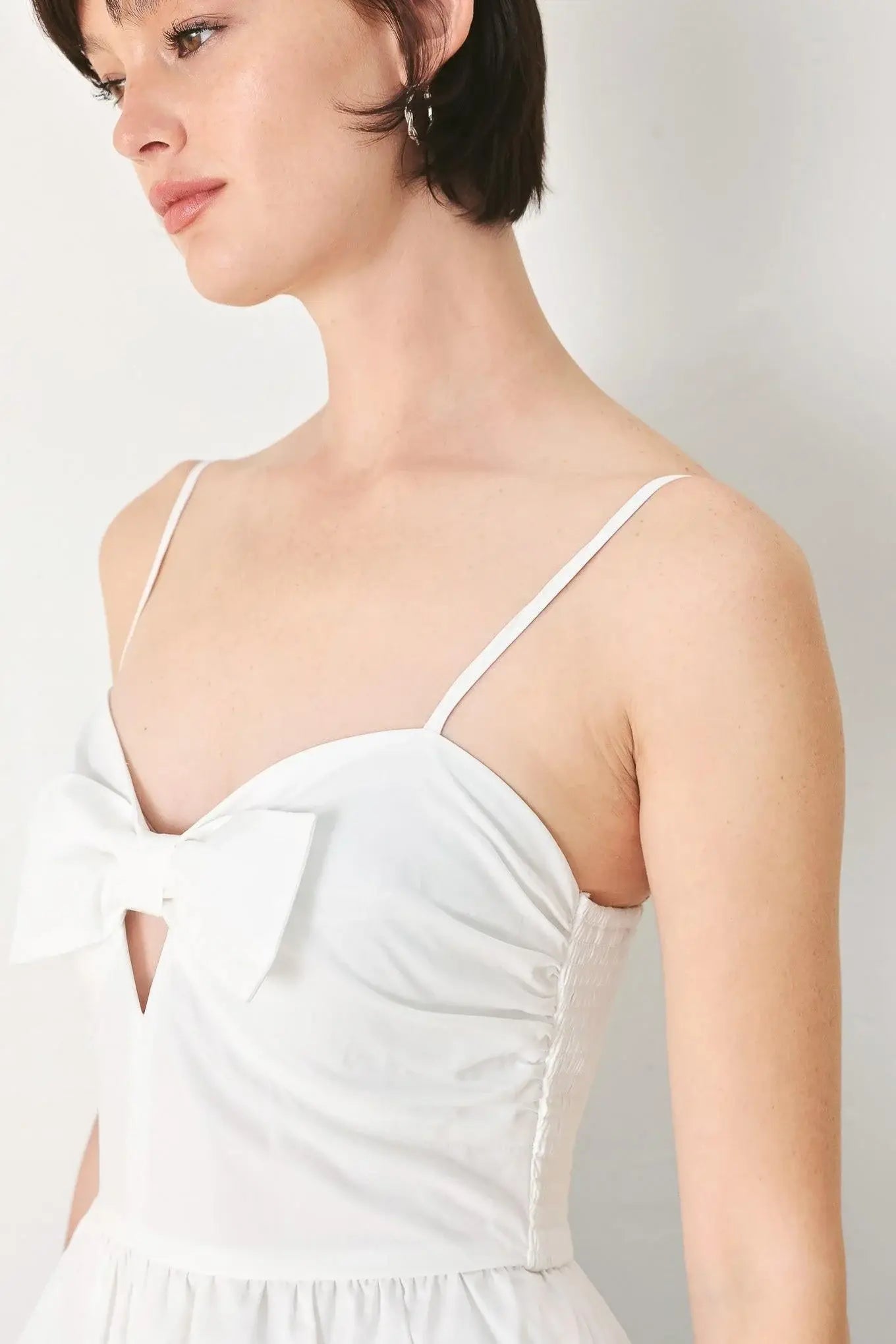 SUNSET BOW WHITE WOVEN TOP - Flying Tomato - Flyclothing LLC