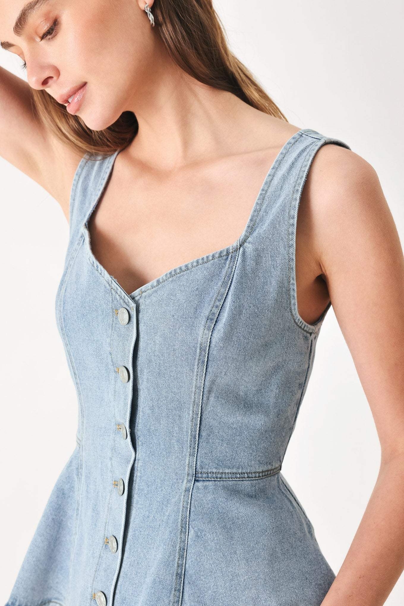BLOSSOM BLUE DENIM TOP - Flying Tomato - Flyclothing LLC