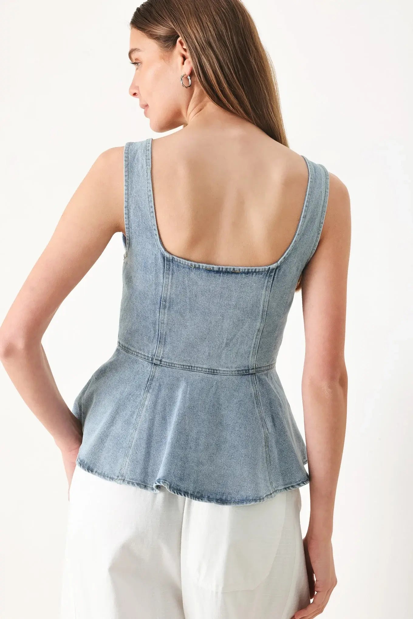 BLOSSOM BLUE DENIM TOP - Flying Tomato - Flyclothing LLC