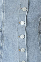 BLOSSOM BLUE DENIM TOP - Flying Tomato - Flyclothing LLC