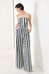 NAVY BLOSSOM WOVEN TUBE TOP - Flying Tomato - Flyclothing LLC