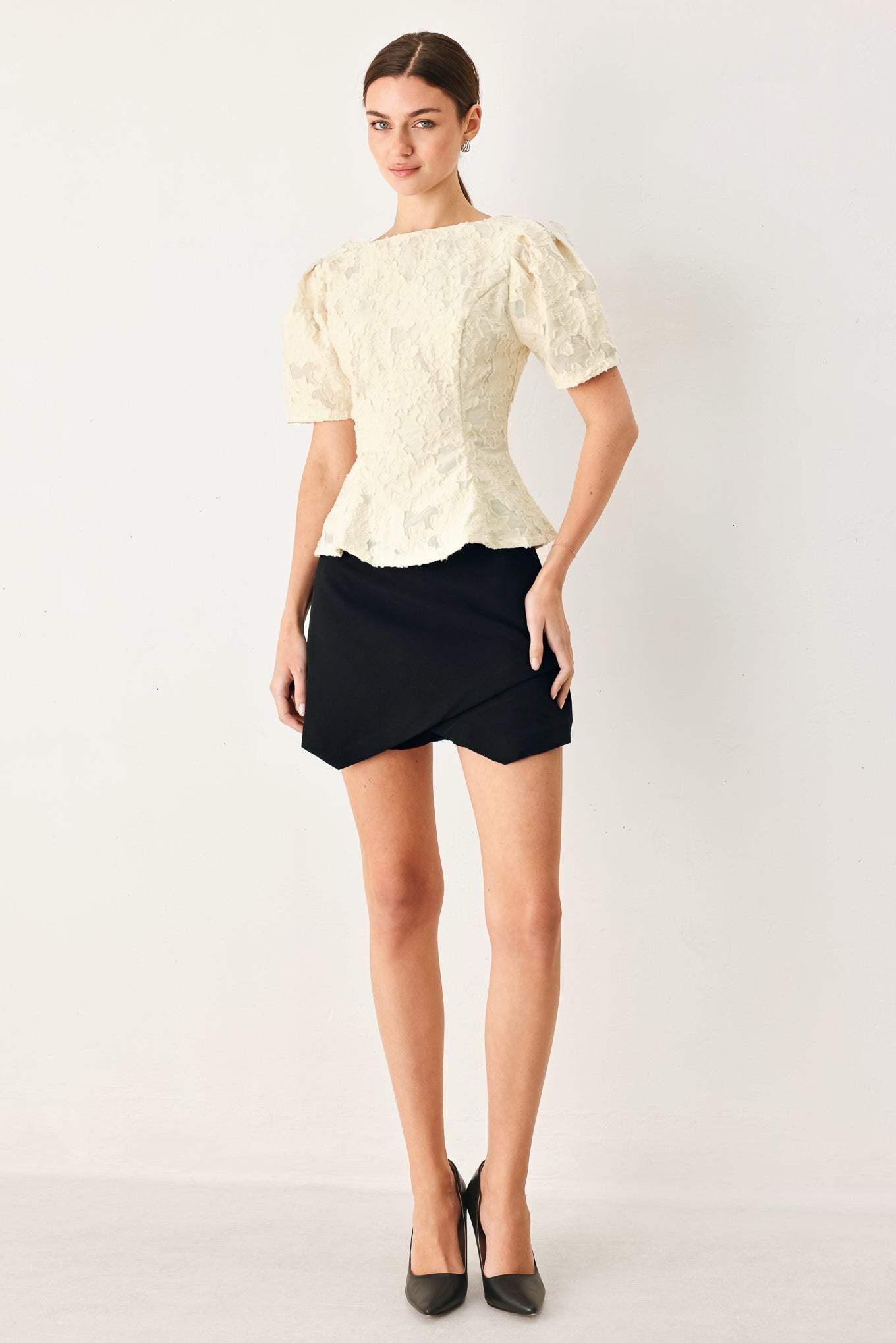 PRETTY BLOOM WOVEN JACQUARD TOP - Flying Tomato - Flyclothing LLC