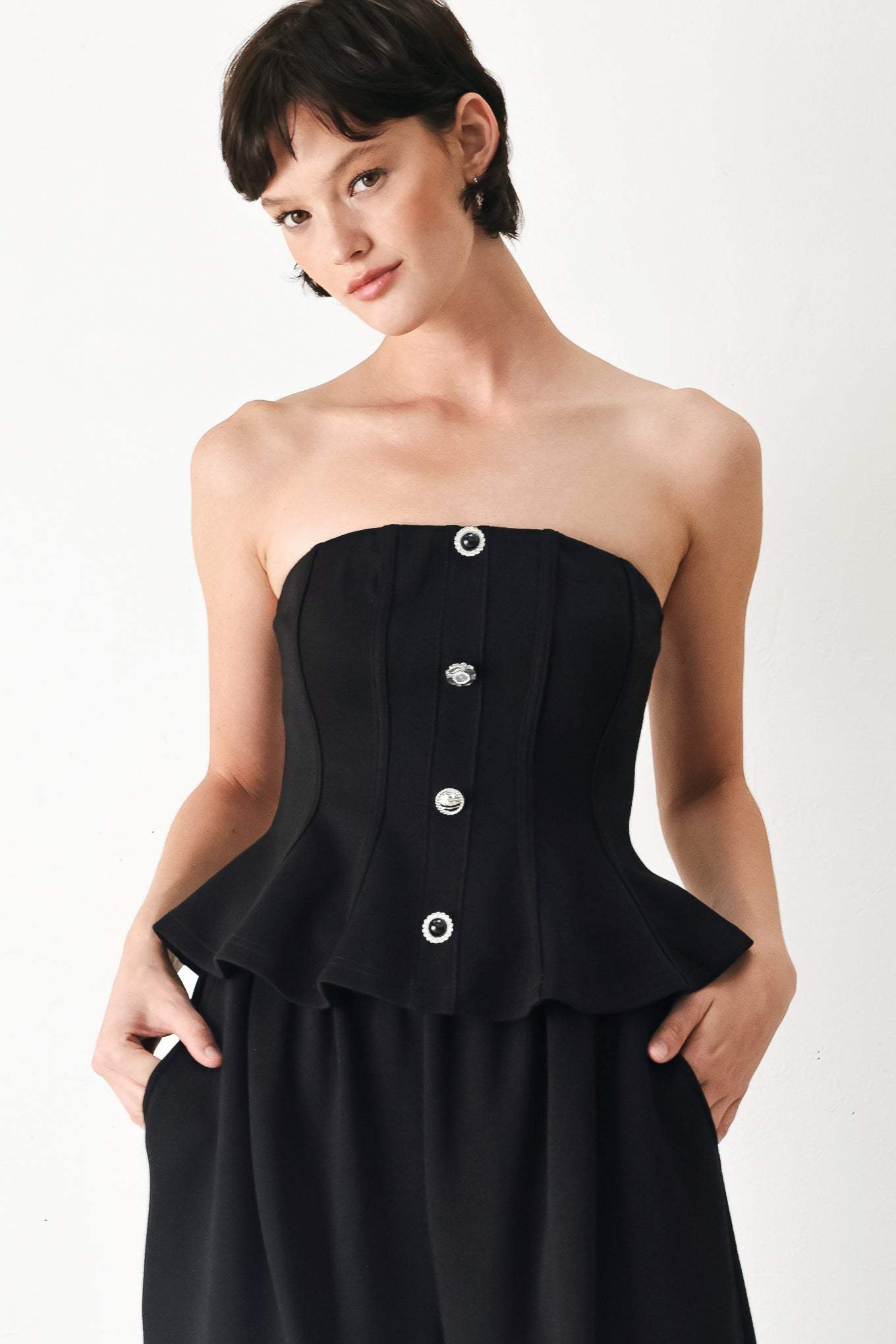 BLACK TIE PALAZZO KNIT TUBE TOP - Flying Tomato - Flyclothing LLC