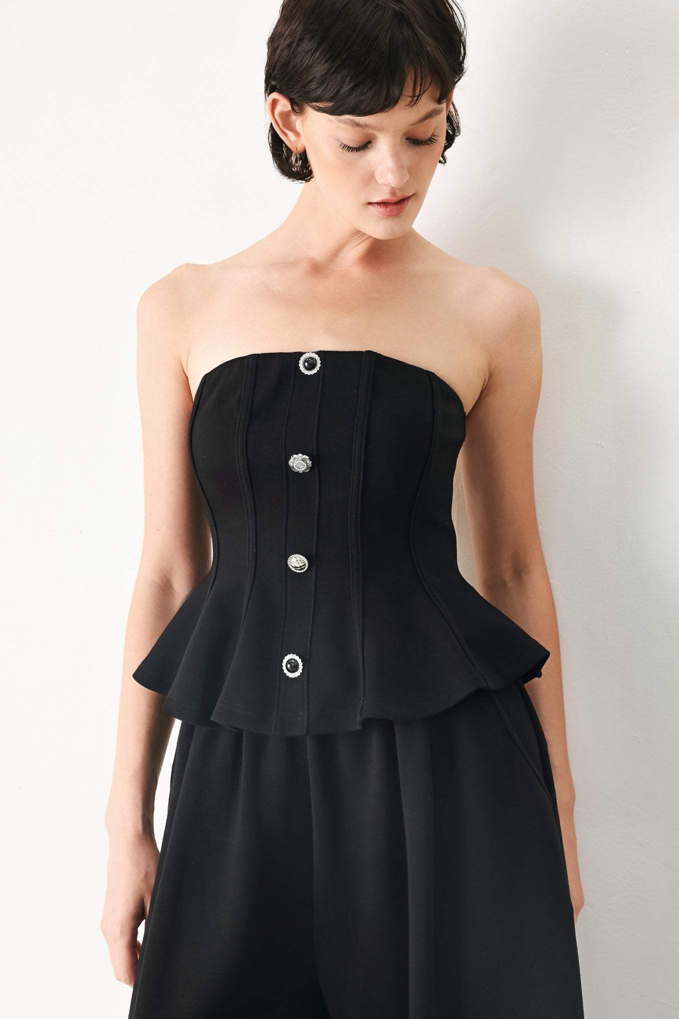 BLACK TIE PALAZZO KNIT TUBE TOP - Flying Tomato - Flyclothing LLC