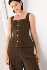 SWEETEST IN SIGHT BROWN PEPLUM TOP