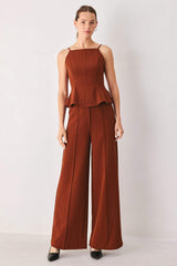 AUTUMN RUST FLOWY WOVEN TOP