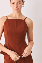 AUTUMN RUST FLOWY WOVEN TOP