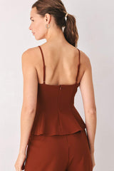 AUTUMN RUST FLOWY WOVEN TOP