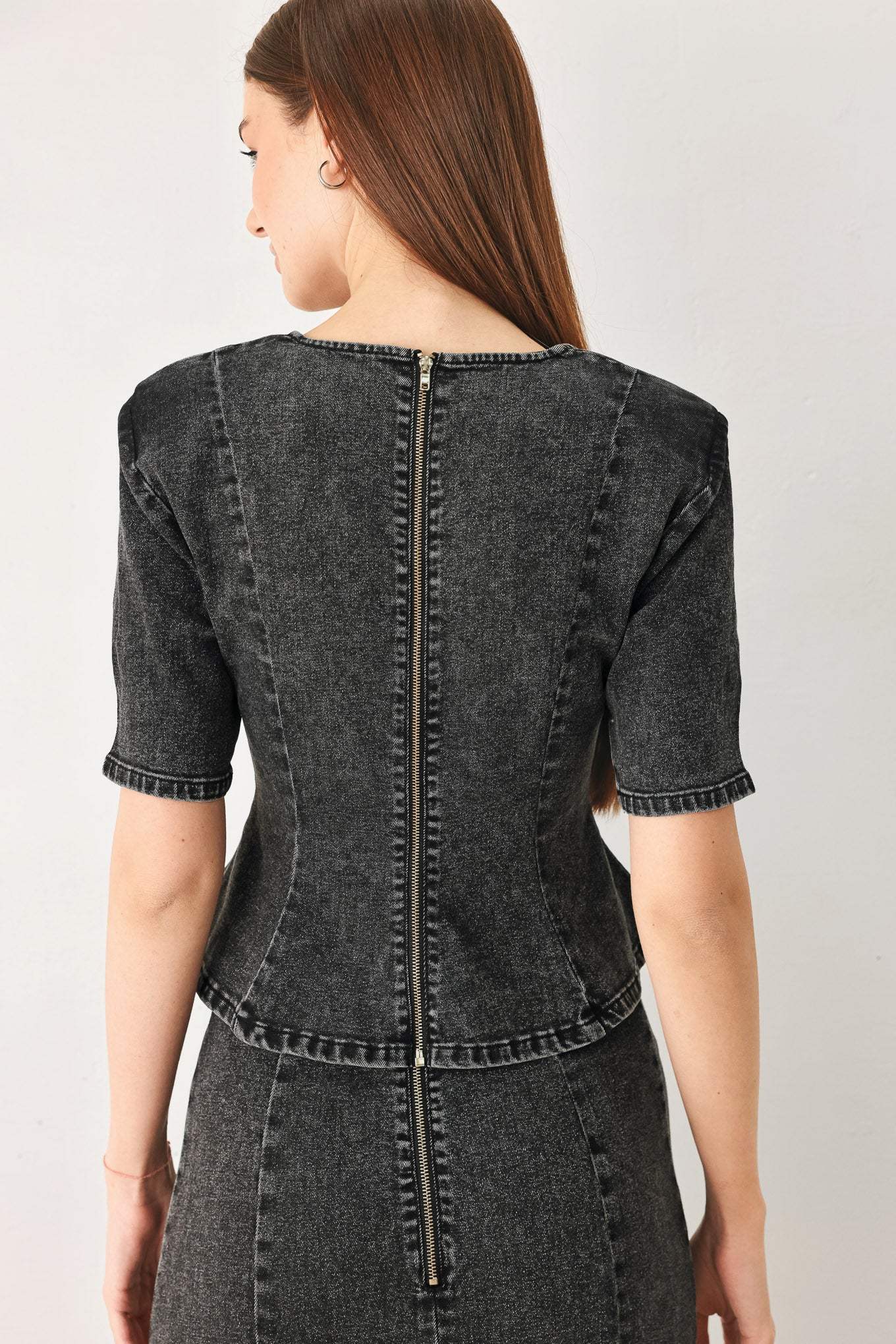STONEWASHED DENIM TOP