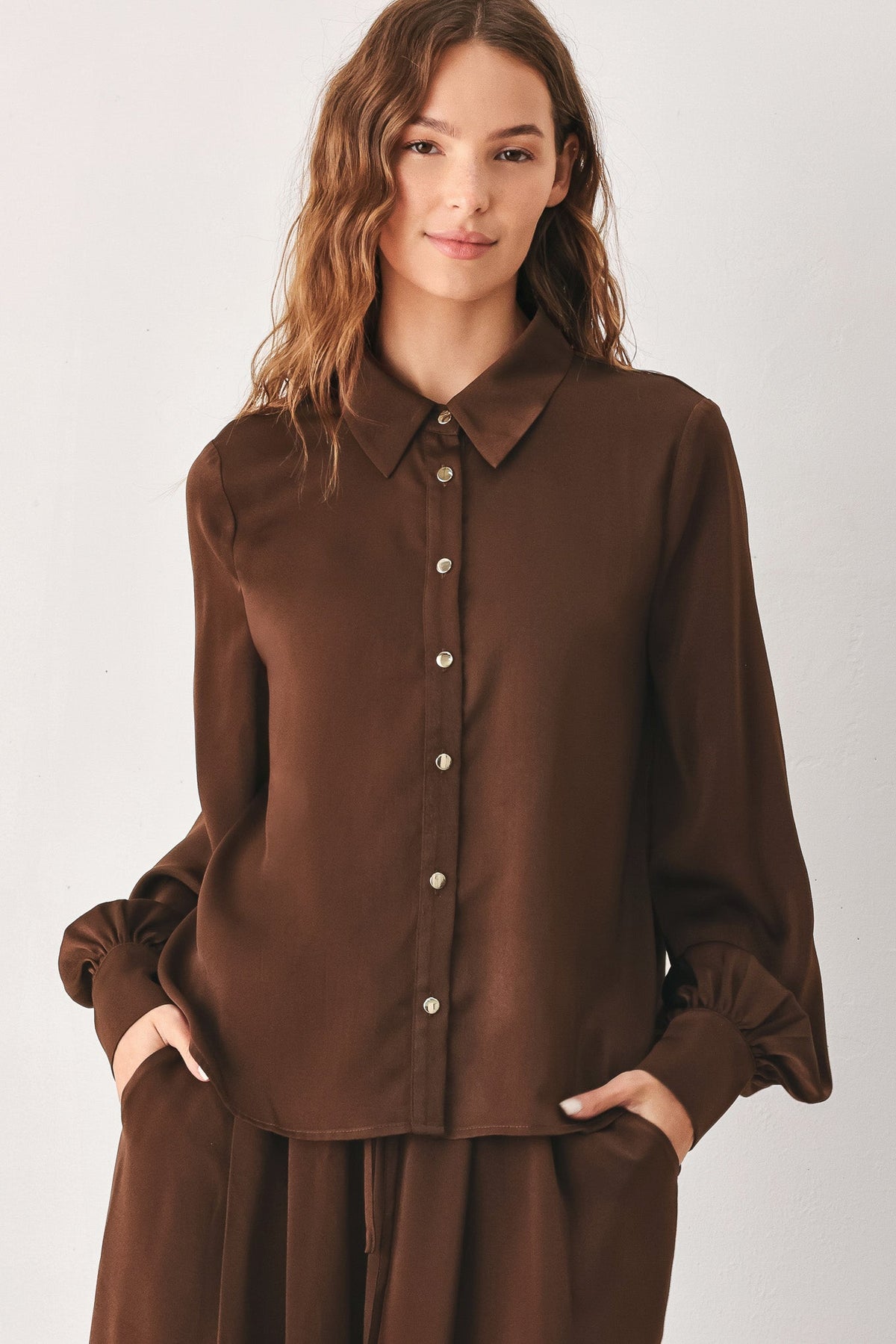 CANYON BROWN WOVEN TOP - Flying Tomato - Flyclothing LLC