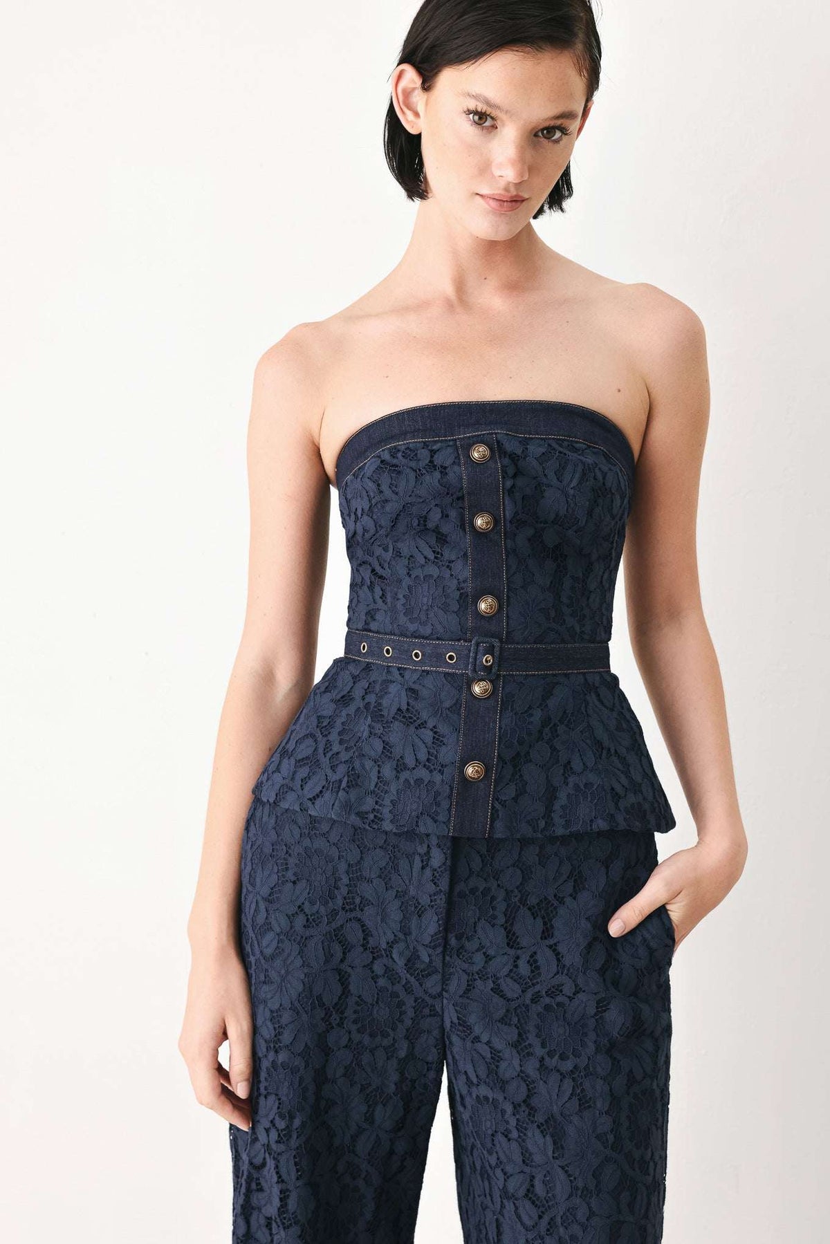 MIDNIGHT PETAL FLOW WOVEN LACE TOP - Flying Tomato - Flyclothing LLC