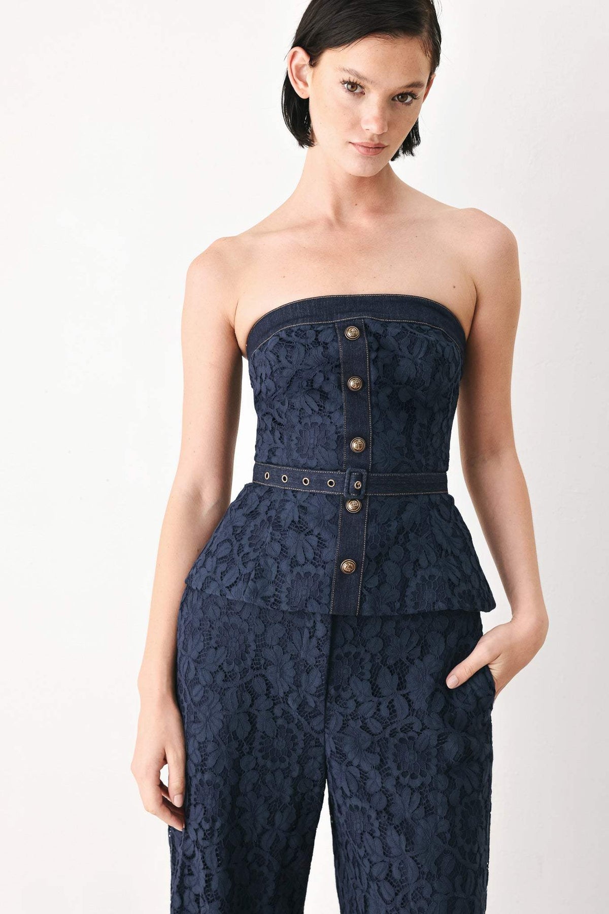 MIDNIGHT PETAL FLOW WOVEN LACE TOP - Flying Tomato - Flyclothing LLC