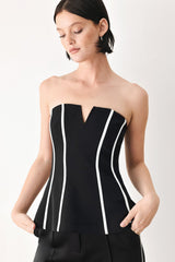 BLACK AND WHITE REIGN WOVEN TUBE TOP