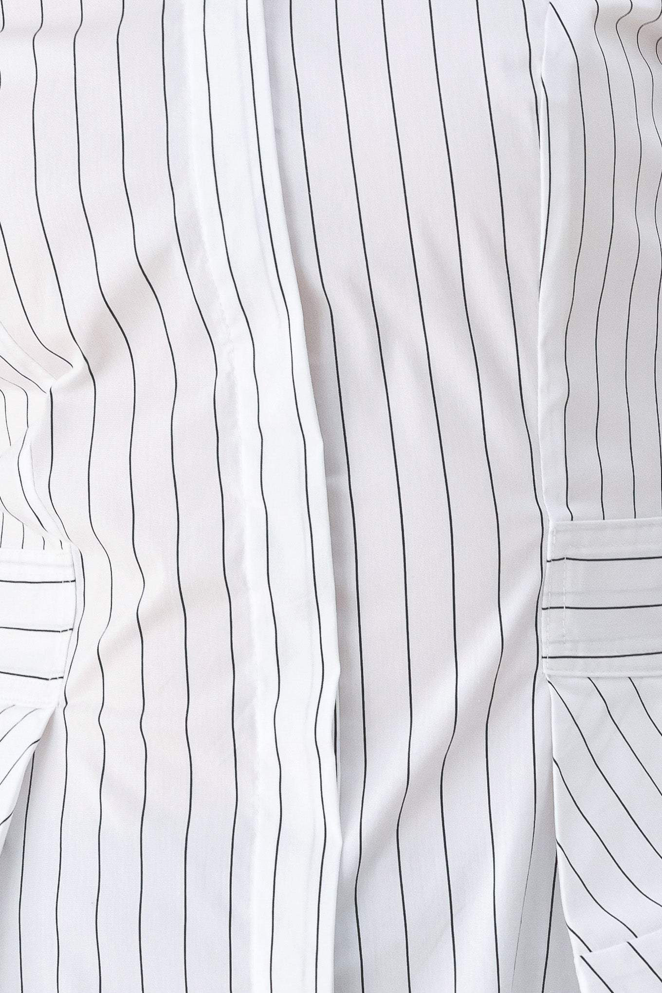 MODERNIST PINSTRIPE FLARED-WAIST WOVEN TOP