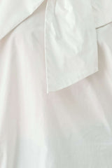 IVORY IMPACT OFF WHITE ASYMMETRICAL TIE-NECK PUFF-SLEEVE TOP - Flying Tomato - Flyclothing LLC
