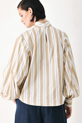 CHAMPAGNE STRIPE MUSE WOVEN TOP