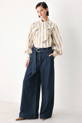 CHAMPAGNE STRIPE MUSE WOVEN TOP
