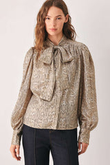 SERPENTINE TAUPE SNAKESKIN WOVEN TOP - Flying Tomato - Flyclothing LLC