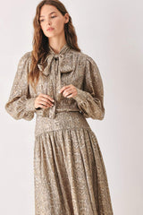 SERPENTINE TAUPE SNAKESKIN WOVEN TOP