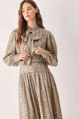 SERPENTINE TAUPE SNAKESKIN WOVEN TOP - Flying Tomato - Flyclothing LLC