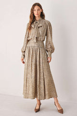 SERPENTINE TAUPE SNAKESKIN WOVEN TOP - Flying Tomato - Flyclothing LLC