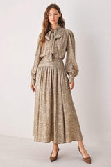 SERPENTINE TAUPE SNAKESKIN WOVEN TOP