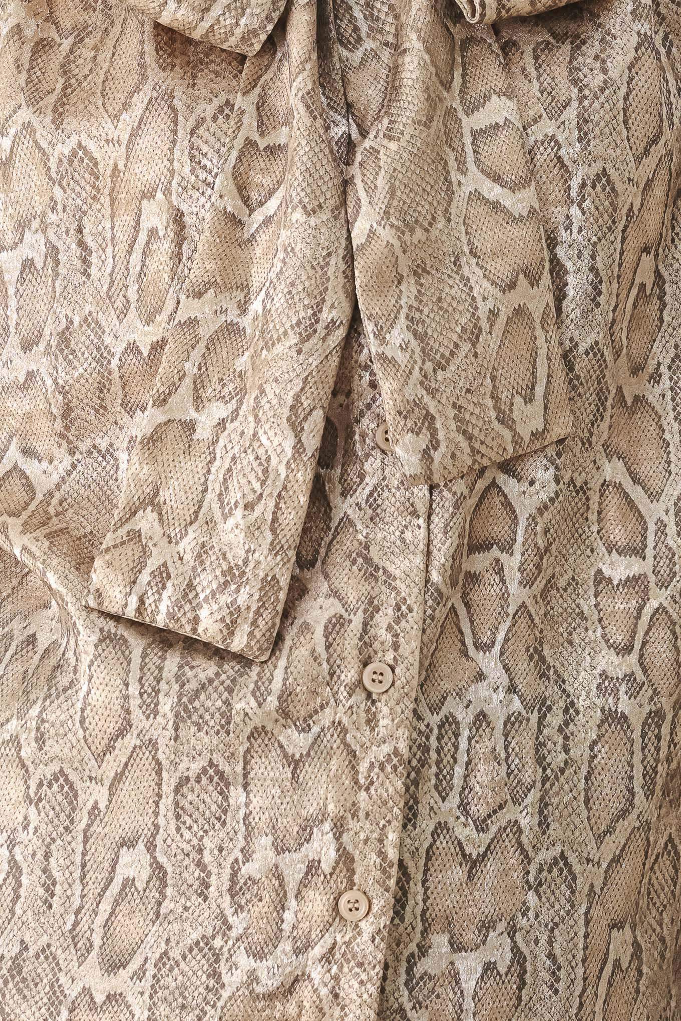 SERPENTINE TAUPE SNAKESKIN WOVEN TOP