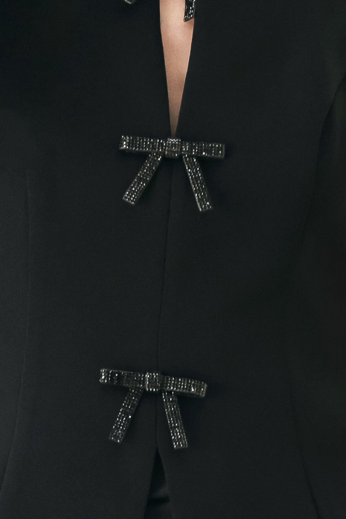 BOW NOIR BLACK RHINESTONE HALTER PEPLUM TOP - Flying Tomato - Flyclothing LLC