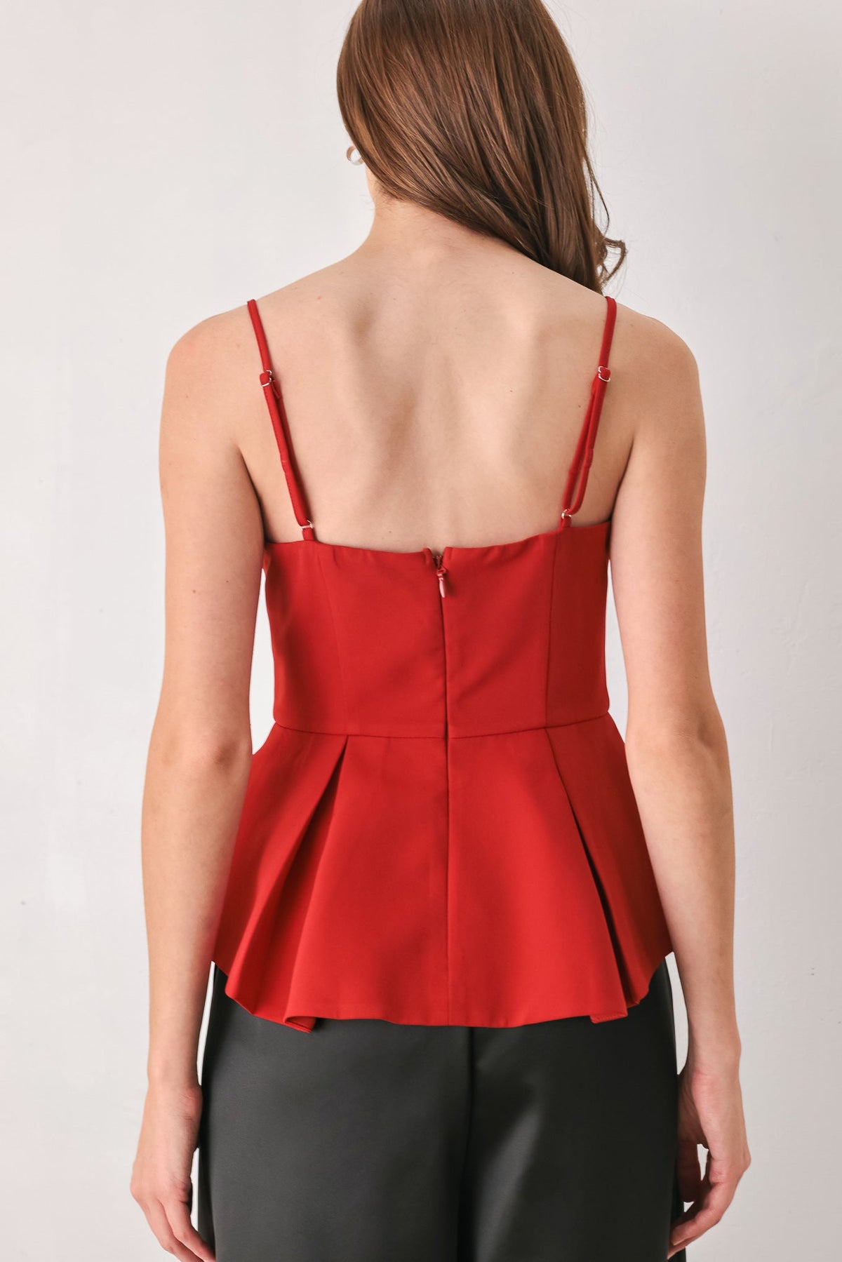 SCARLET SCULPT RED CUTOUT PEPLUM TOP - Flying Tomato - Flyclothing LLC