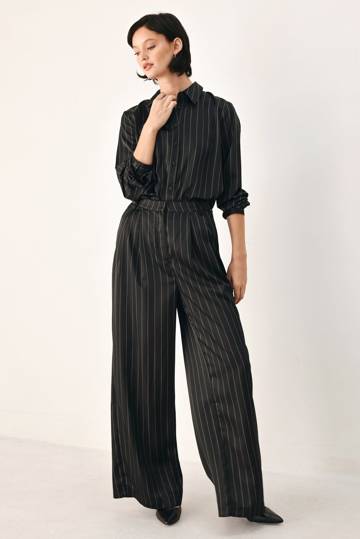 CITY AFTER DARK TIE FRONT STRIPED TOP - Flying Tomato - Flyclothing LLC