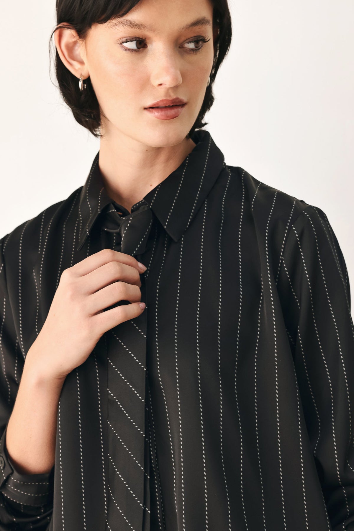 CITY AFTER DARK TIE FRONT STRIPED TOP - Flying Tomato - Flyclothing LLC
