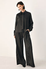 CITY AFTER DARK TIE FRONT STRIPED TOP - Flying Tomato - Flyclothing LLC