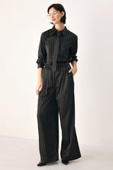 CITY AFTER DARK TIE FRONT STRIPED TOP - Flying Tomato - Flyclothing LLC