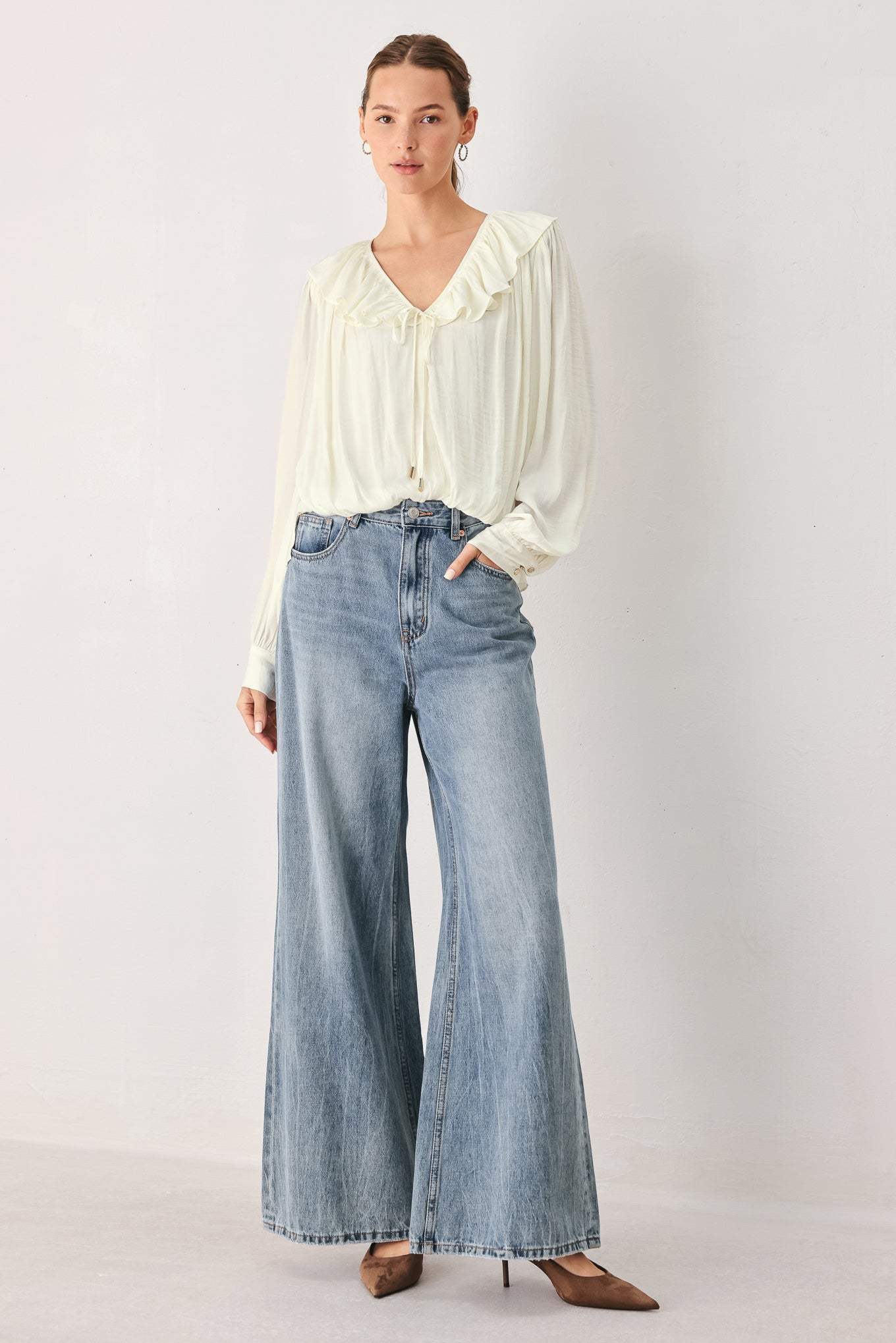 CLOUDRIFT IVORY WOVEN TOP - Flying Tomato - Flyclothing LLC