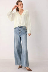 CLOUDRIFT IVORY WOVEN TOP - Flying Tomato - Flyclothing LLC