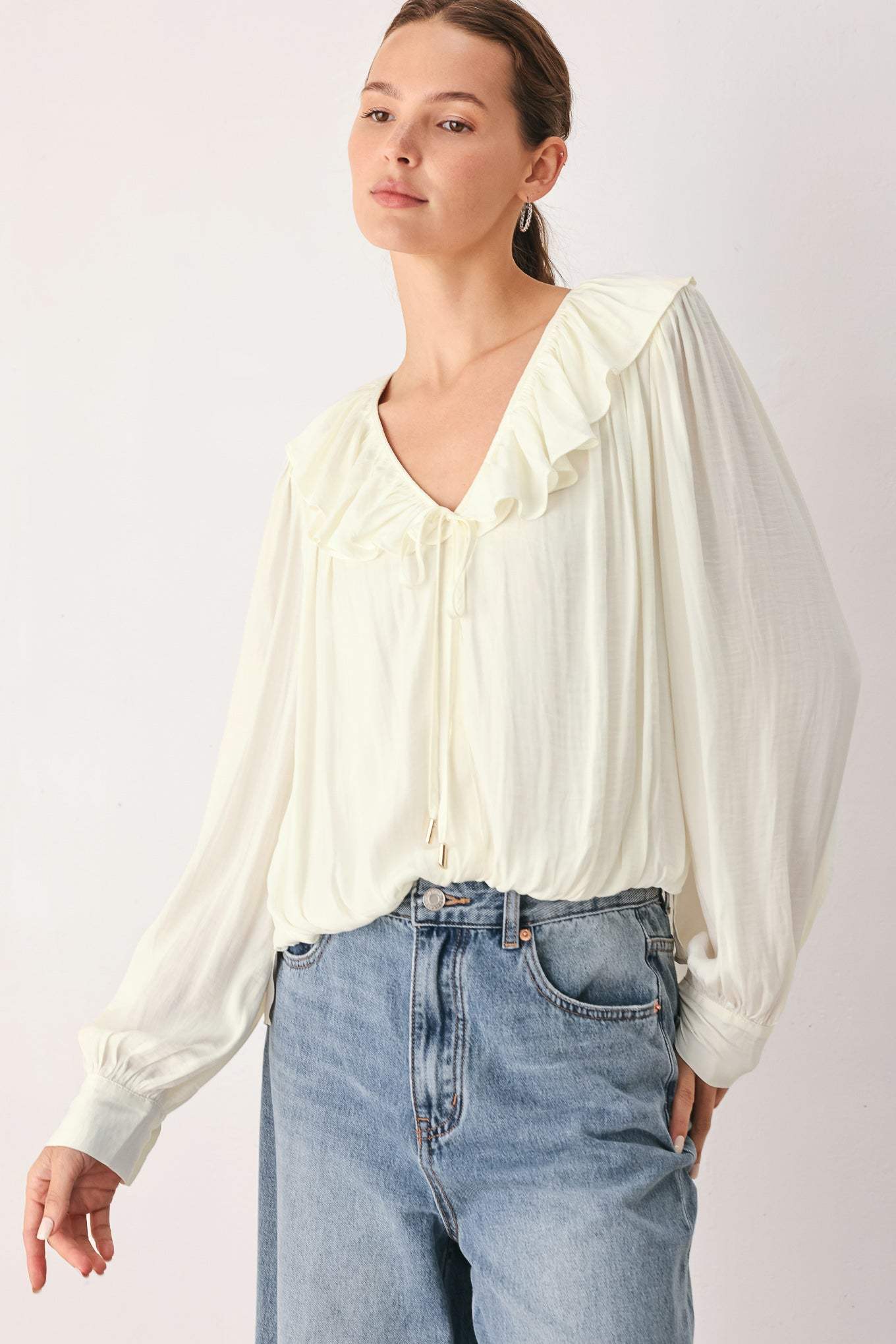 CLOUDRIFT IVORY WOVEN TOP - Flying Tomato - Flyclothing LLC