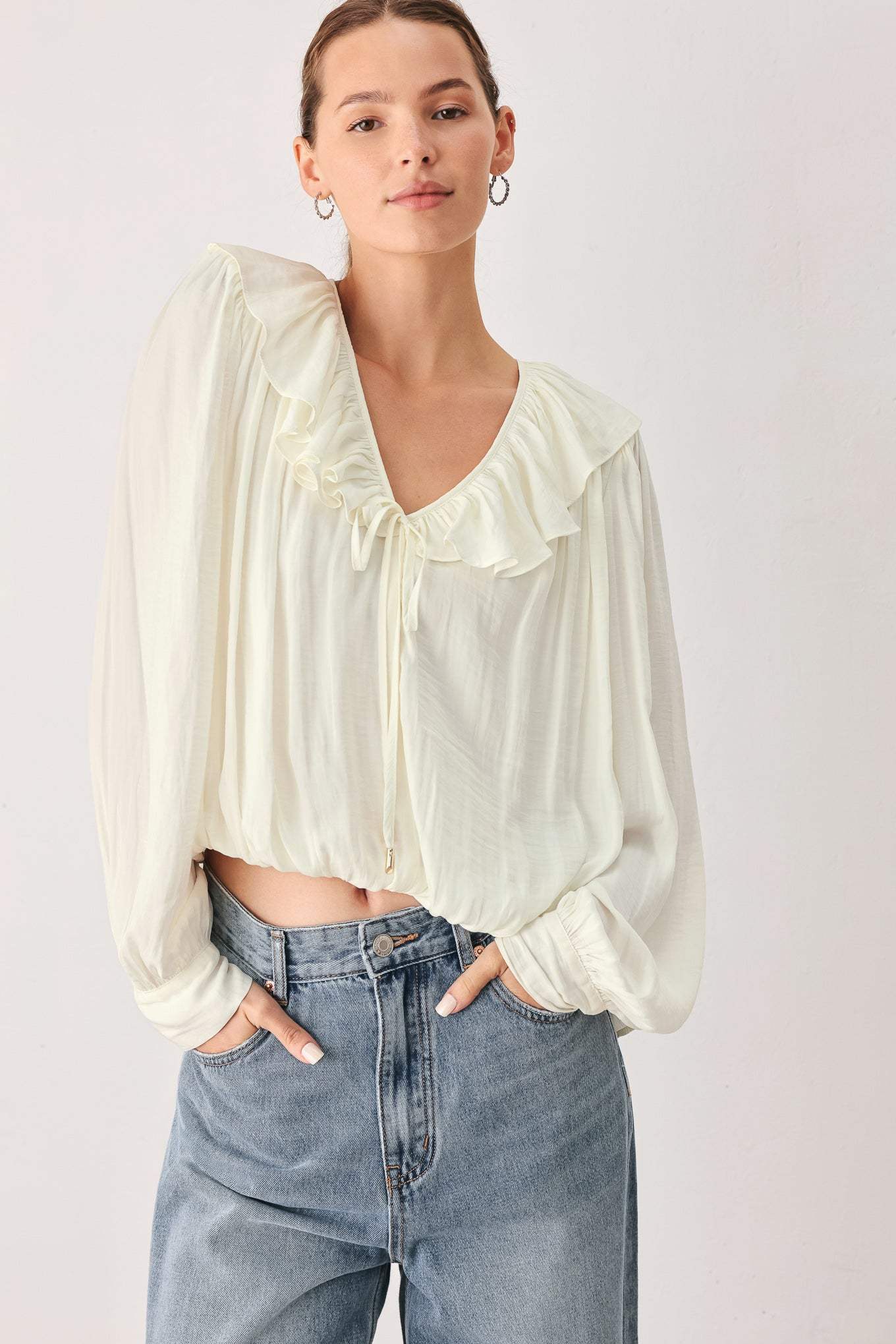CLOUDRIFT IVORY WOVEN TOP - Flying Tomato - Flyclothing LLC