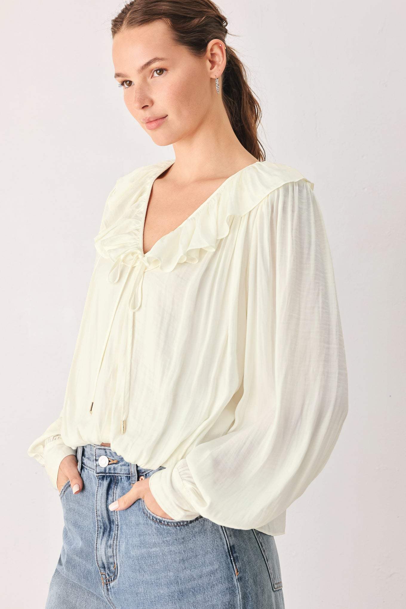 CLOUDRIFT IVORY WOVEN TOP - Flying Tomato - Flyclothing LLC