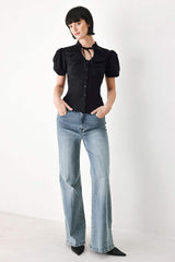 WHITE ROSE DAYDREAM WOVEN TOP - Flying Tomato - Flyclothing LLC